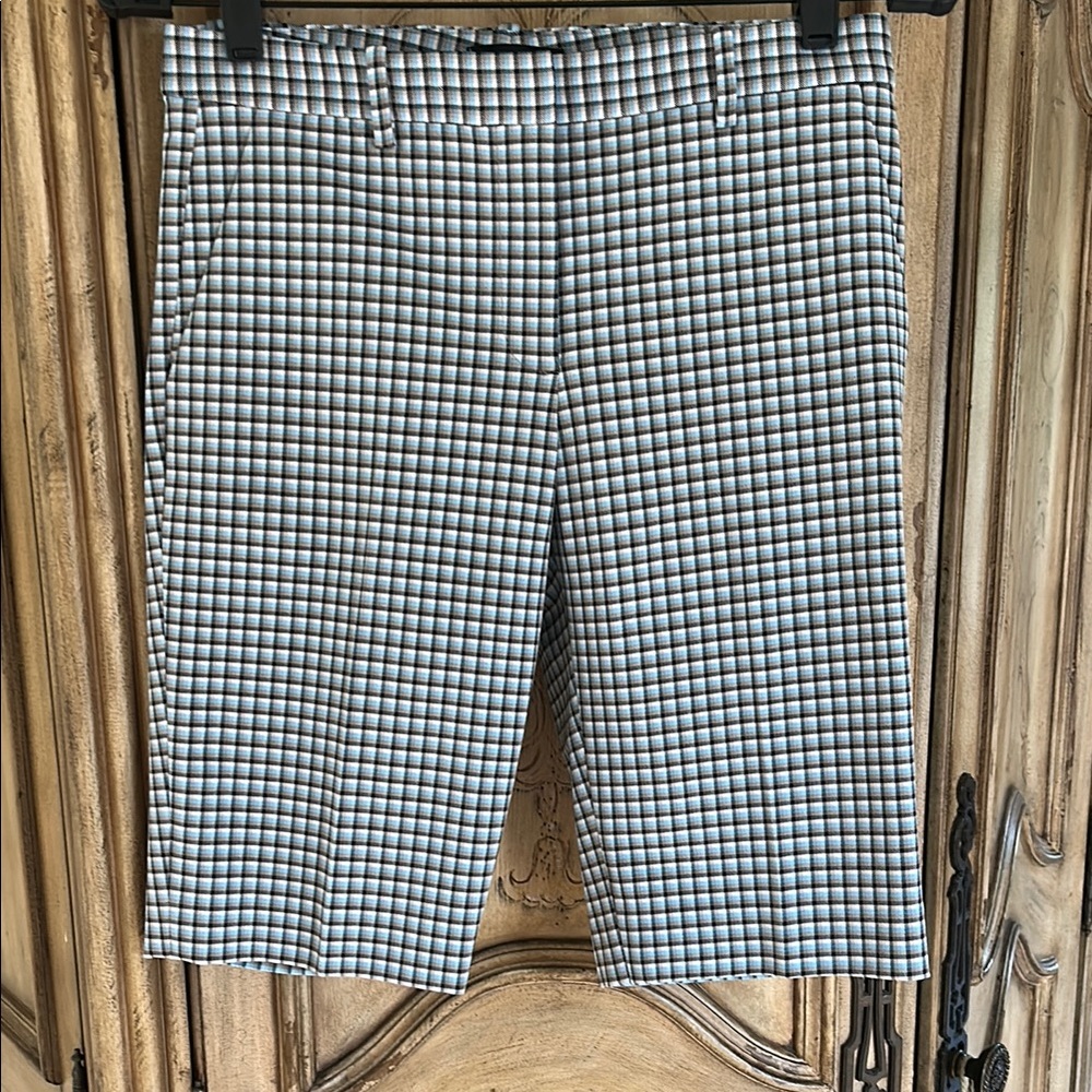 Theory Black,White, Blue Flat Front Shorts